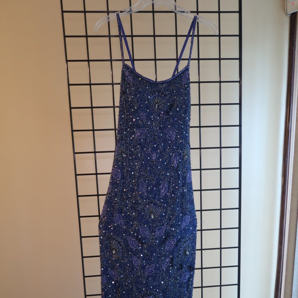 Sz. 8 Adrianna Papell Color: Royal Coastal Beauty Prom Gown - Brand New, Excelle